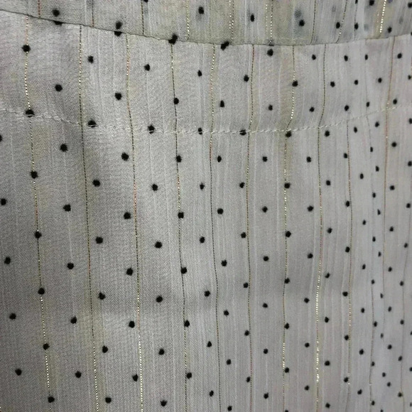 Waverly Grey Cold Shoulder Top Small Polka Dot Golden Stripe Peplum - Picture 5 of 10